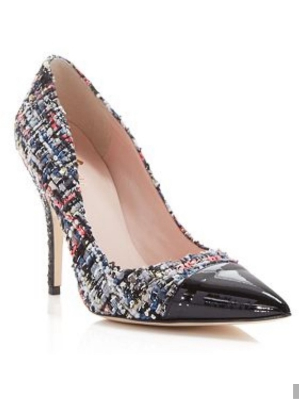 Kate Spade New York Tweed Patent Pointed Toe Pumps 6.5